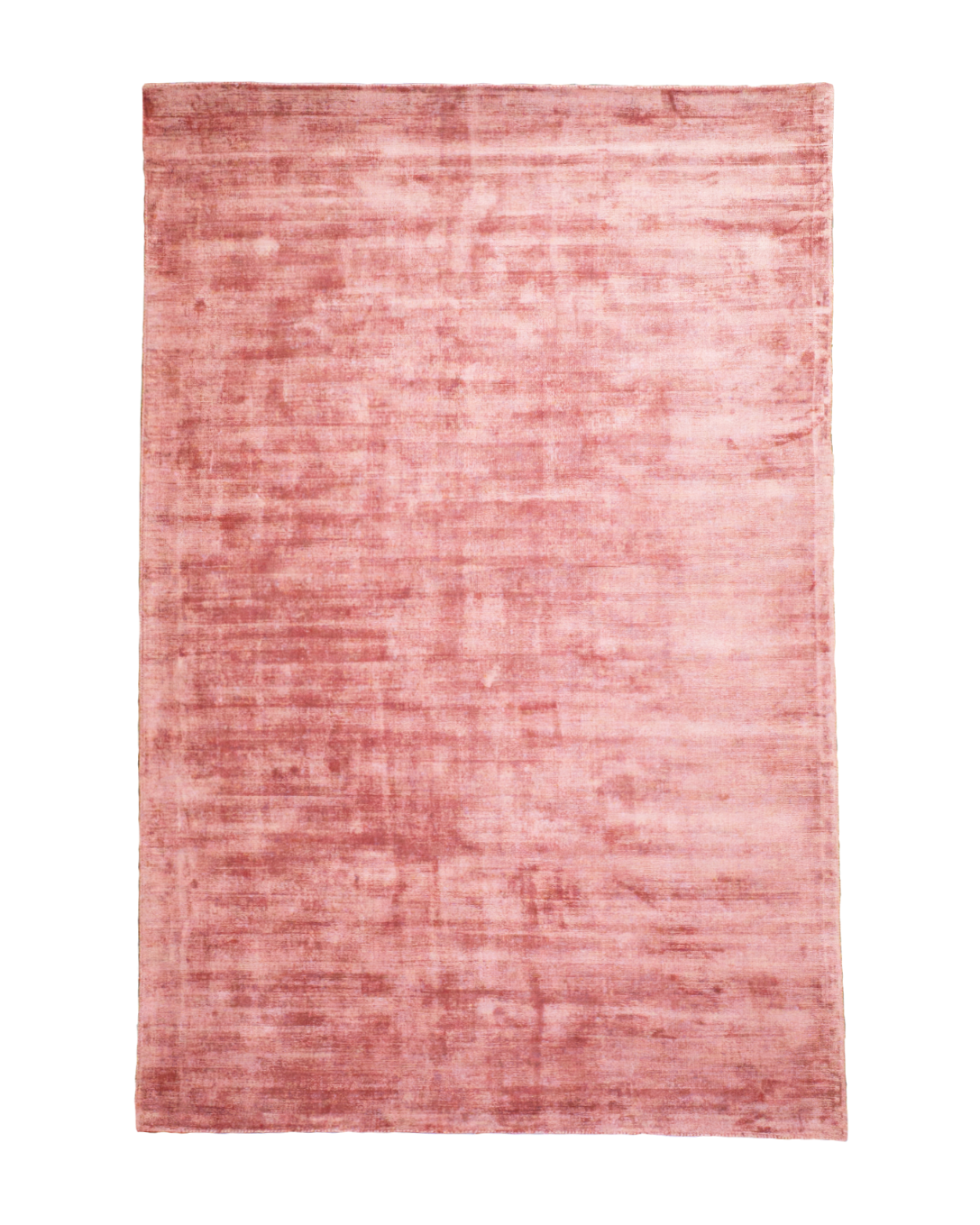 Amara viscose hand-loomed area rug in Coral Pink, full rug view