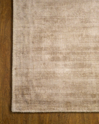 Amara viscose hand-loomed area rug in Dark Brown, corner detail