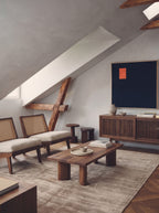 Amara viscose hand-loomed area rug in Dark Brown, lifestyle room view