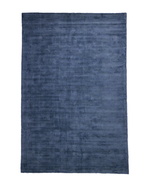 Amara viscose hand-loomed area rug in Deep Navy, full rug view