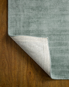 Amara viscose hand-loomed area rug in Evergreen, backing view