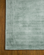Amara viscose hand-loomed area rug in Evergreen, corner detail