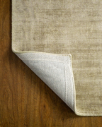 Amara viscose hand-loomed area rug in Olive Brown, backing view