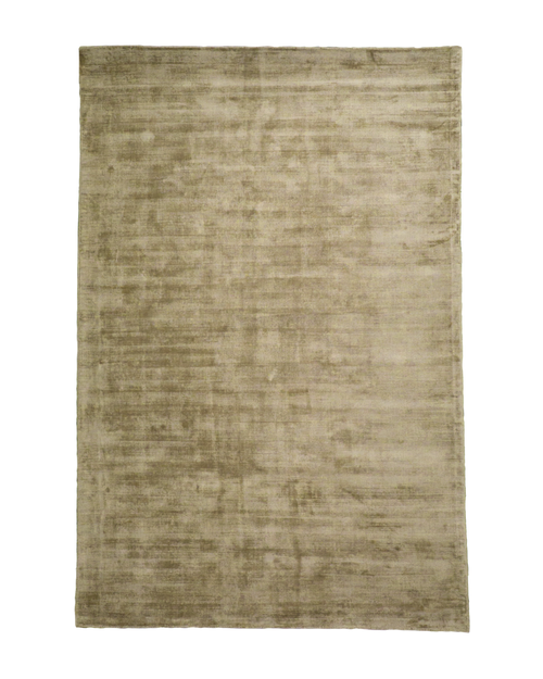 Amara viscose hand-loomed area rug in Olive Brown, full rug view