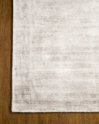 Amara viscose hand-loomed area rug in Pearl, corner detail