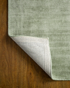 Amara viscose hand-loomed area rug in Sage, backing view
