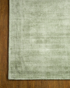 Amara viscose hand-loomed area rug in Sage, corner detail