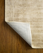 Amara viscose hand-loomed area rug in Shell Beige, backing view