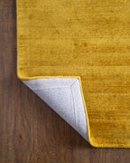 Amara viscose hand-loomed area rug in Yellow, backing view