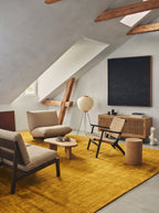 Amara viscose hand-loomed area rug in Yellow, lifestyle room view