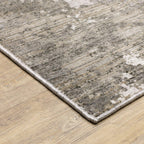 Modern abstract rug with grey and cream distressed pattern texture