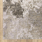 Modern abstract rug with grey and cream distressed pattern texture