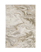 Beige and taupe marbled swirl pattern area rug with textured finish