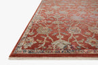 Red and cream vintage patterned runner rug in modern kitchen with wood cabinetry