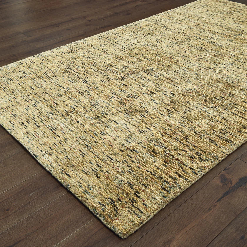 Natural woven jute rug with subtle textured pattern in neutral tones