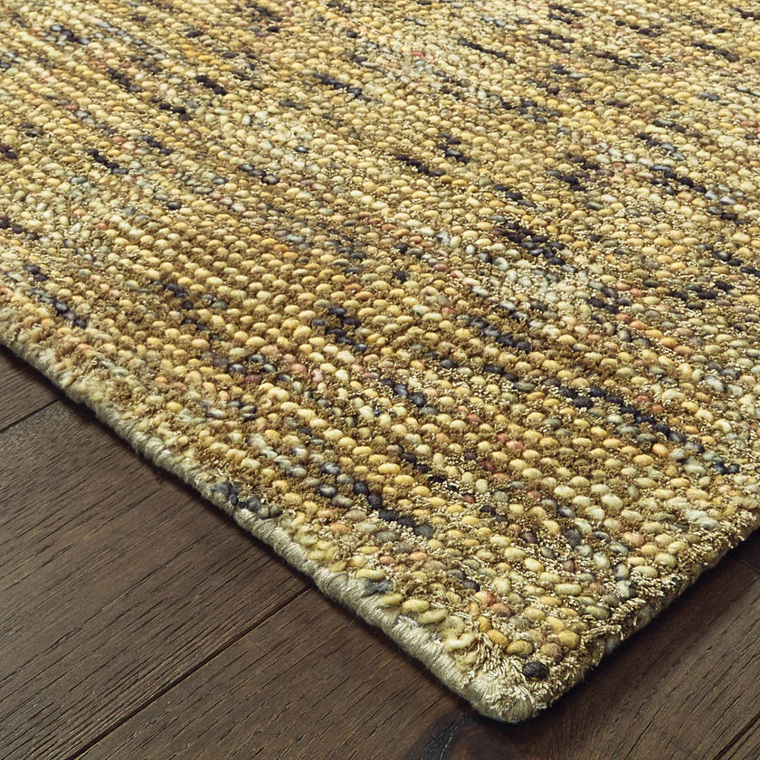 Natural woven jute rug with subtle textured pattern in neutral tones
