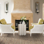 Brown and beige textured area rug with woven natural fiber appearance