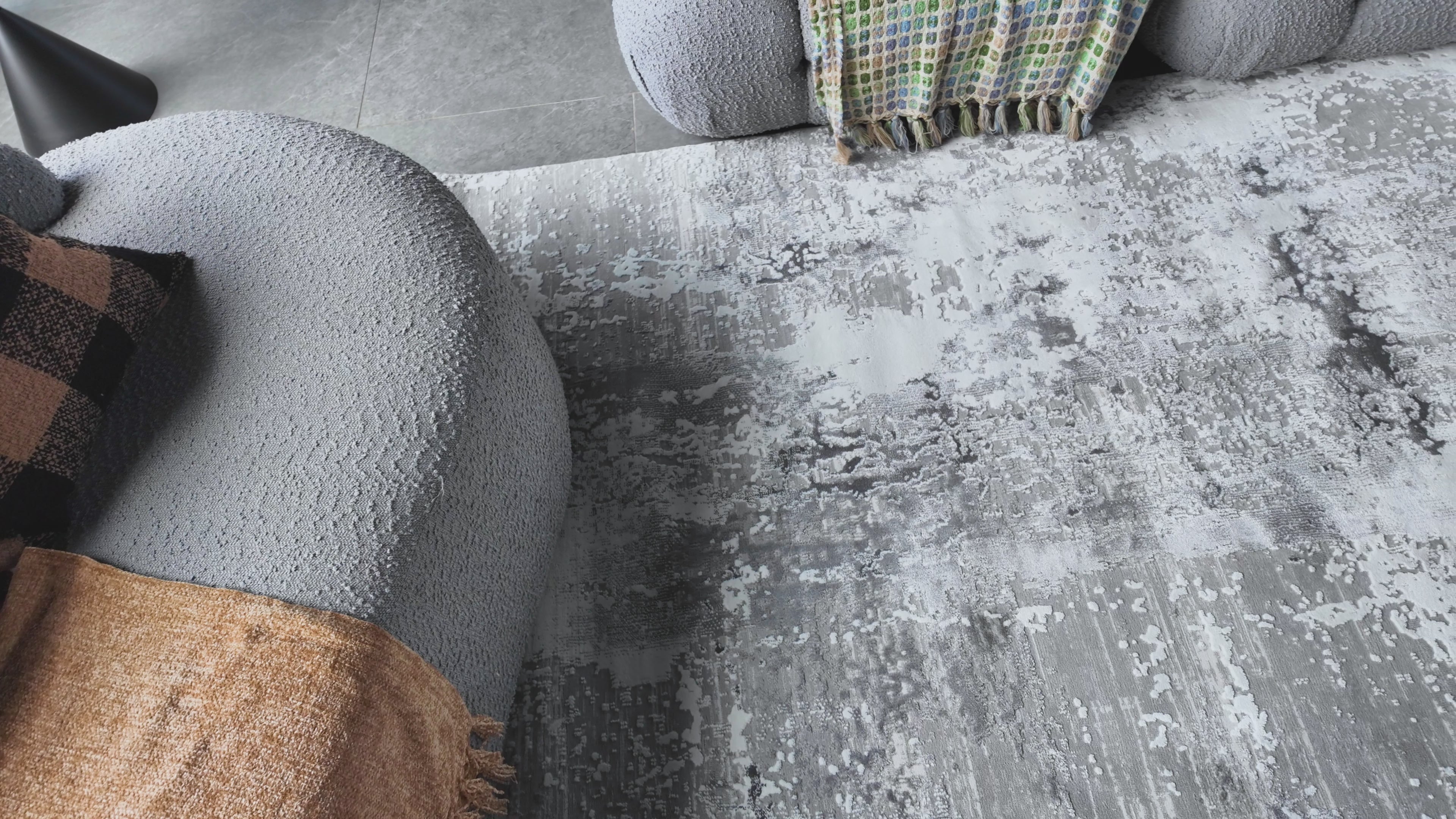 Azure Subtle Brushstrokes Abstract Rug