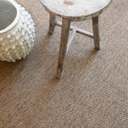 Solid tan woven area rug with natural texture and neutral color